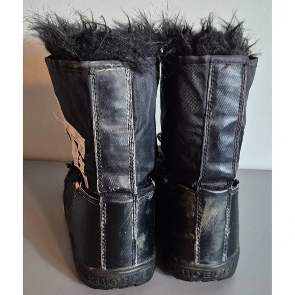 DC Womens Lodge Boots Snow Waterproof Faux Fur Black White US Size 8 (EUR 39) - Picture 5 of 7